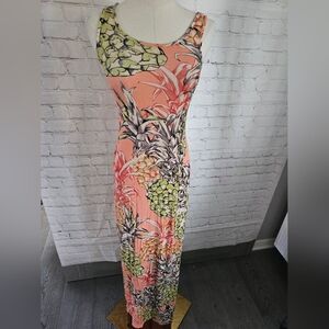 Guess Pineapple Print Tank Dress | Light Coral-Multi | XS | EUC